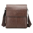 thumbnail image 2 of Textured Leather Crossbody Bag Adjustable Strap Lightweight Multi-Pocket Spacious Organizer for Commuter Essentials​(Brown), 2 of 6
