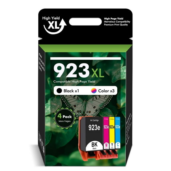 923XL 923 923e Ink Cartridge with Chip Compatible for HP 923e 923XL for OfficeJet Pro 8130 8135 8120 8122 8124 8125 8132 8134 8135 8138 8139 Printer(4 Pack, Black, Cyan, Magenta, Yellow)