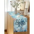 thumbnail image 5 of Summer Octopus Table Runner, Teal Orange Ocean Beach Corals Starfish Coastal Cotton Linen Kitchen Table Decoration Washable Dining Tabletop Runners for Home Party Decor 16x72 Inches, 5 of 9
