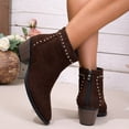 thumbnail image 4 of Viluyesy Womens Dress Boots, Back Zipper Chunky Heels Pointed Toe Fall Winter Comfort Suede Booties Coffee US7, 4 of 9