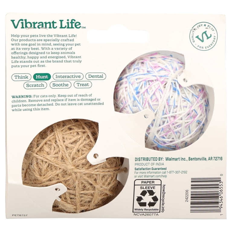 Vibrant Life Yarn Ball Cat Toy with Rattle, 2 Pack photo 7