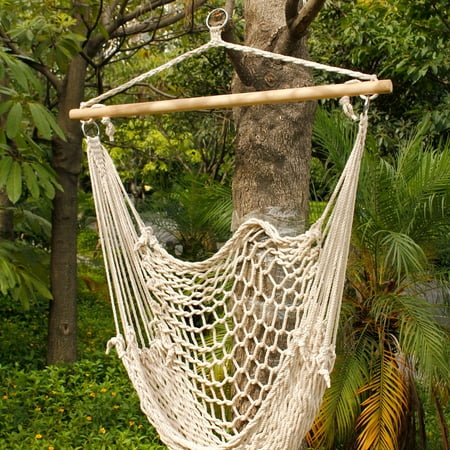 Ktaxon Outdoor Hanging Swing Cotton Hammock Chair Solid Rope with Wooden Bar Yard Patio Porch