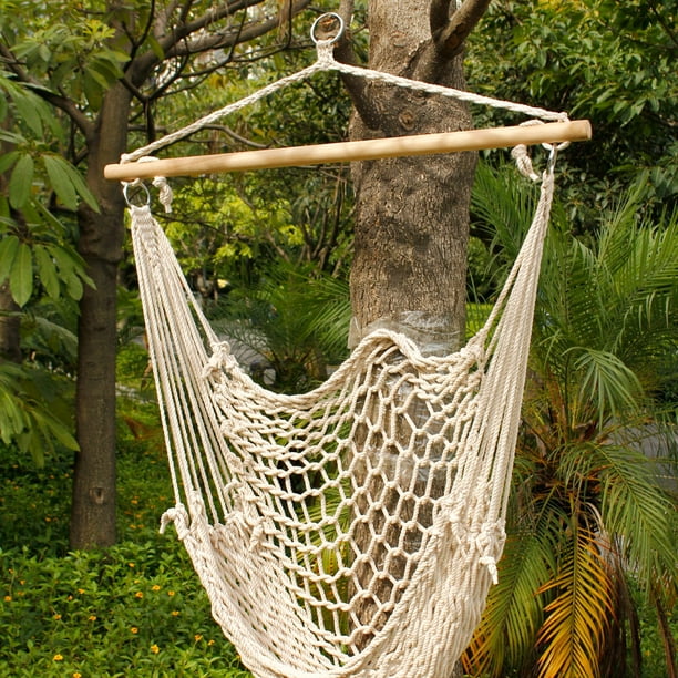 Ktaxon Outdoor Hanging Swing Cotton Hammock Chair Solid Rope With Wooden Bar Yard Patio Porch Garden Walmart Com Walmart Com