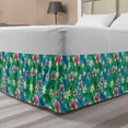 thumbnail image 1 of Colorful Bed Skirt, Pastel Hibiscus Blossoms Exotic Paradise Aloha Hawaiian Foliage Summer Design, Elastic Bedskirt Dust Ruffle Wrap Around for Bedding Decor, 4 Sizes, Teal Multicolor, by Ambesonne, 1 of 2