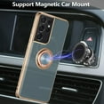 thumbnail image 3 of Electroplated Magnetic Ring Holder Case, 360 Degree with Rotation Metal Finger Ring Holder Magnet Car Holder Soft Silicone Shockproof Cover for Samsung Galaxy S22 Ultra 5G - Gray, 3 of 12