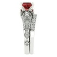 thumbnail image 3 of Clara Pucci 18K White Gold 2.095 Natural Garnet Engraveable Engagement Ring + Wedding Band Set, 3 of 7