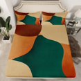 thumbnail image 2 of Manfei Abstract Geometric Desgin Queen Sheet Sets,Boho Geometric Lines Flat Sheet,Green Brown Queen Fitted Sheet For Teens,Luxury Bedroom Decor,4 Pieces, 2 of 7