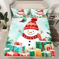 thumbnail image 2 of jejeloiu Kawaii Xmas Snowmen Twin Sheet Sets,Merry Christmas Gifts Twin Fitted Sheet,Happy New Year Flat Sheet For Teens,Lightweight Room Decor,3pcs, 2 of 7