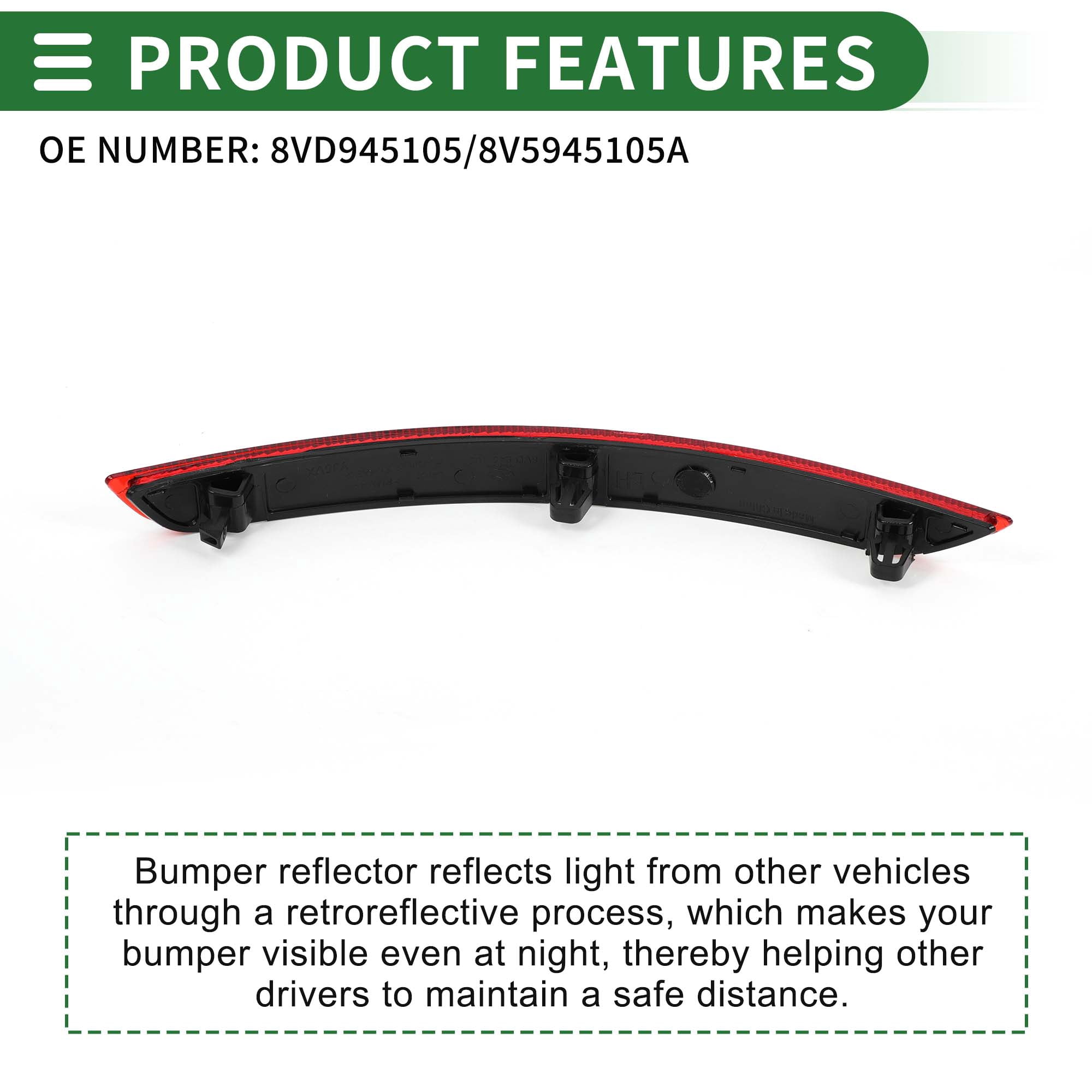 Unique Bargains Bumper Reflector Side Marker for Audi A3 2014-2016