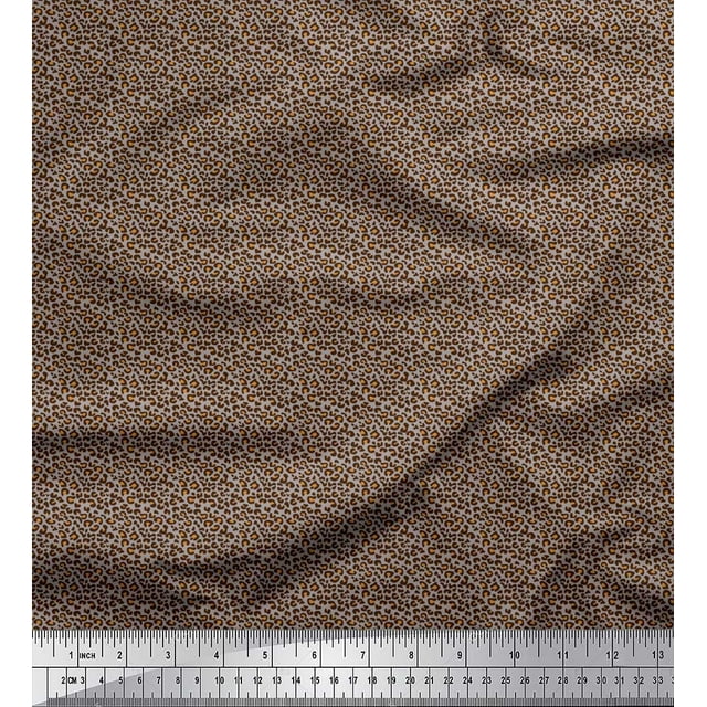 Soimoi Silk Fabric Leopard Skin Small Decor Fabric Printed Yard 42 Inch Wide