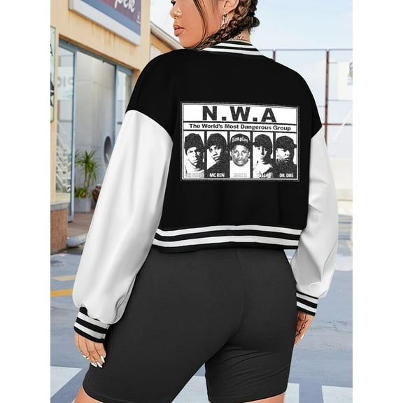 Women's Oversize Baseball Jacket Compton Hip Hop Hoodie NWA Big Size Rap Politics