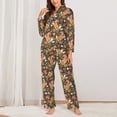 thumbnail image 2 of Sikiie Squirrel Mushroom Yellow Flower Pajamas for Women Set, Womens Pajama Sets, Lounge Sets for Women, 2pjs for Women-Small, 2 of 7