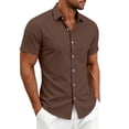 thumbnail image 6 of Miqool Men's Button Up Shirt Short Sleeve Casual Business Dress Top with Chest Pocket Turn Down Collar Lightweight Summer Work Blouse, 6 of 8