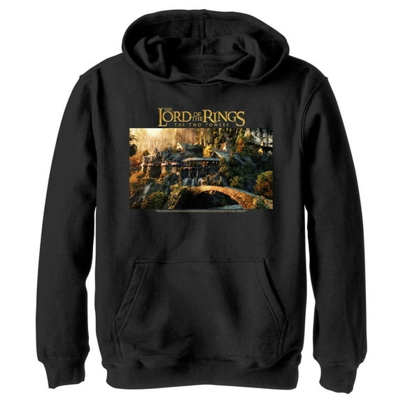 Boy's The Lord of the Rings Two Towers Rivendell Scene Pull Over Hoodie Black Medium