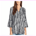 thumbnail image 2 of Gloria Vanderbilt Women's V-Notched Neckline Midnight Affair Printed Blouse M/Paint Flow Black, 2 of 2