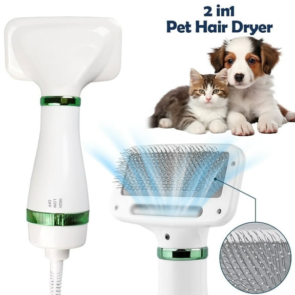 WEPSEN 2 in1 Dog Hair Dryer with Slicker Brush,Dog Blow Dryer,300W Pet Grooming Dryer for Small and Medium-Sized Dogs and Cats,Adjustable Temperature,Overheat Protection,Lightweight & Quiet