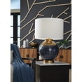 thumbnail image 2 of Signature Design by Ashley Adara Metal Table Lamp, Blue & Gold Finish, 15" Tall, Modern Drum Shade, 2 of 5
