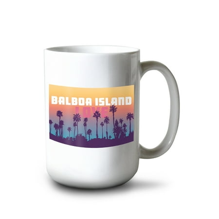 

15 fl oz Ceramic Mug Balboa Island California Love Palm Trees Dishwasher & Microwave Safe