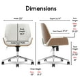 thumbnail image 2 of Elle Decor Ophelia Office Chair, Curved Bentwood Low-Back and Seat, Chrome Swivel Base, Woven Fabric, Ivory, 2 of 9