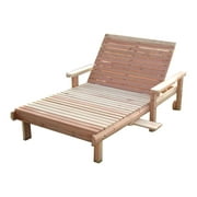 Best Redwood 36" Solid Wood Outdoor Wide Chaise Lounge in Natural/Beach Clear