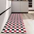 thumbnail image 4 of Red Black White Checkered Pattern Kitchen Rug Mat,Kitchen Runner Rugs Non Skid Washable,Decorative Kitchen Floor Mats for Kitchen,Sink,Laundry,17"X47", 4 of 5