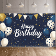 thumbnail image 5 of Navy Blue Backdrop with Golden Stars and Balloons Happy Birthday Banner Party Supplies Photography Props Birthday Decoration Photo Booth Background Decor, 5 of 8