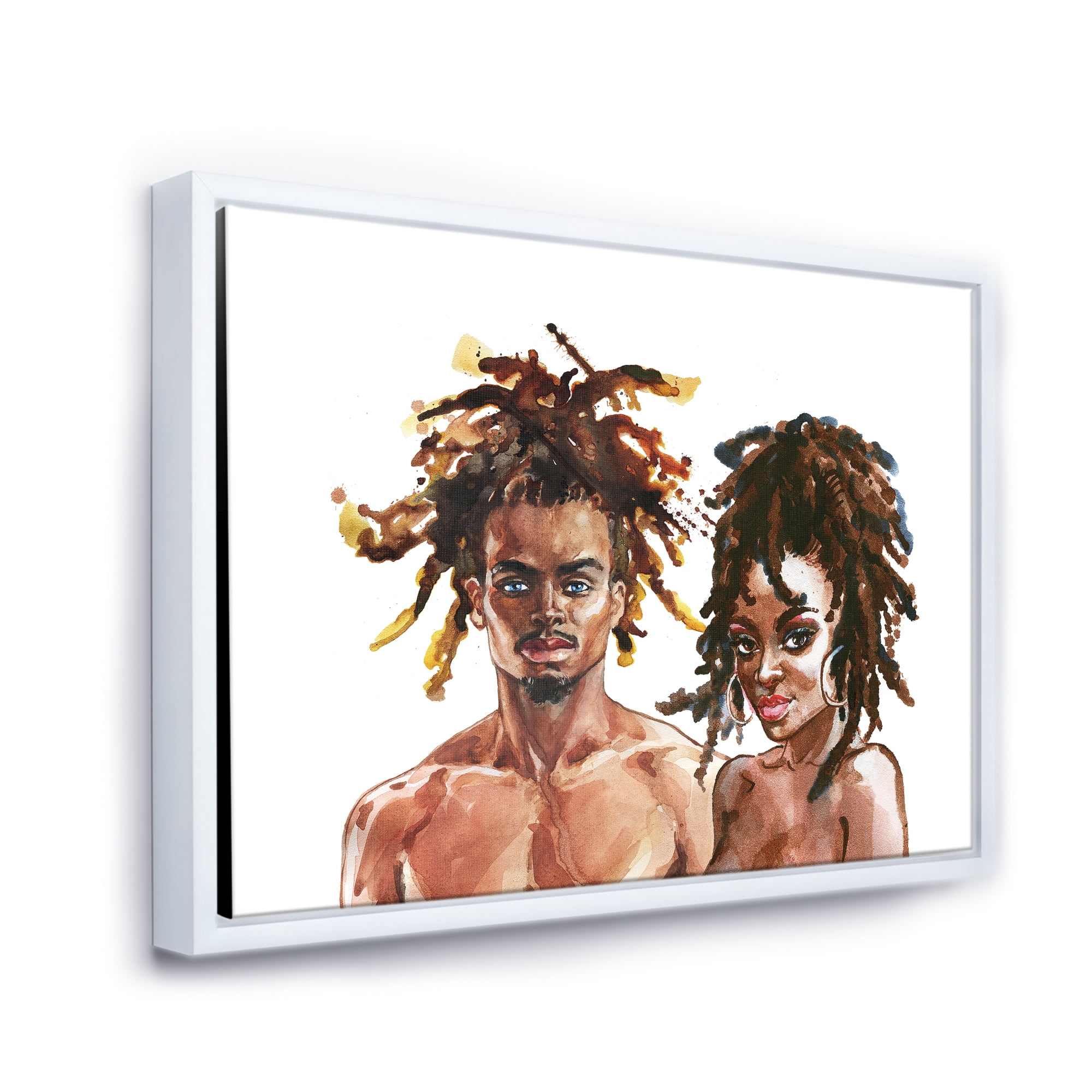 Designart 'Portrait of African American Couple' Modern Framed Canvas Wall Art Print