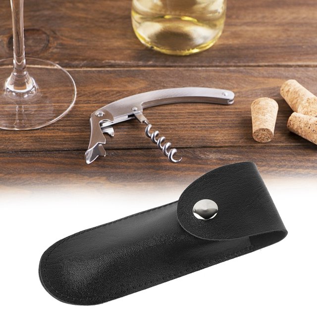 Boaby décapsuleur étui en cuir petit sac en cuir ensemble de couteaux à vin en cuir outil à vin sac en PU(Noir)