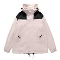 thumbnail image 2 of Jacenvly Rain Jacket Women Waterproof Windproof Drawstring Hooded Zip Pocket Womens Winter Coats Lightweight Warm Fashionable Casual Coats Hiking Mountain Ski Outdoor Sports Jacket, 2 of 3