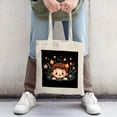 thumbnail image 2 of Cheerful Cartoon Tote Bag with Smiling & Colorful Flowers on Black Background - Perfect for Shopping Travel & Parties, 2 of 4