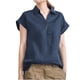 thumbnail image 1 of Tops de camisa sólida de manga corta con cuello vuelto a la moda para mujer Fridja  ghk7339, 1 of 9