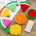 thumbnail image 2 of Trayknick Watermelon Orange Fruit Shape Plush Keychain Pendant Coin Pocket Pouch Purse color 2, 2 of 13