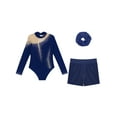 thumbnail image 2 of Miutii Kids Girls 3 Piece Gymnastics Leotards Dance Bodysuit Tumbling Outfits Figure Skating Costume A Navy Blue 6, 2 of 4