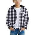 thumbnail image 7 of BLVB Kids Little Boys Girls Long Sleeve Button down Hooded Plaid Shirt Fall Fashion Jacket Outwear Clothes, 7 of 7