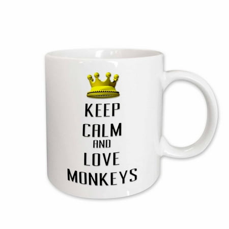 

3dRose Gold Crown Keep Calm And Love Monkeys Ceramic Mug 11-ounce