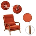 thumbnail image 2 of Modern Accent Chair with High Backrest and 1 Lumbar Pillow, Iron Frame Linen Material Armchair with Detachable Backrest and Seat, Upholstered Casual Chair with Solid Wood Arm, Orange, 2 of 7