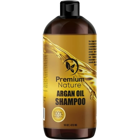 Argan Oil Daily Shampoo 16 oz, All Organic, Rejuvenates Heat Damaged Hair, Nourishes & Prevents Breakage, Sulfate Free, Vitamin Enriched Formula by Premium