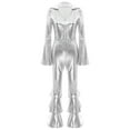 thumbnail image 3 of Aislor 70s Jumpsuit for Women Disco Costume Long Flared Sleeves Movie Star Flare Dance Hippie Rompers Silver L, 3 of 7
