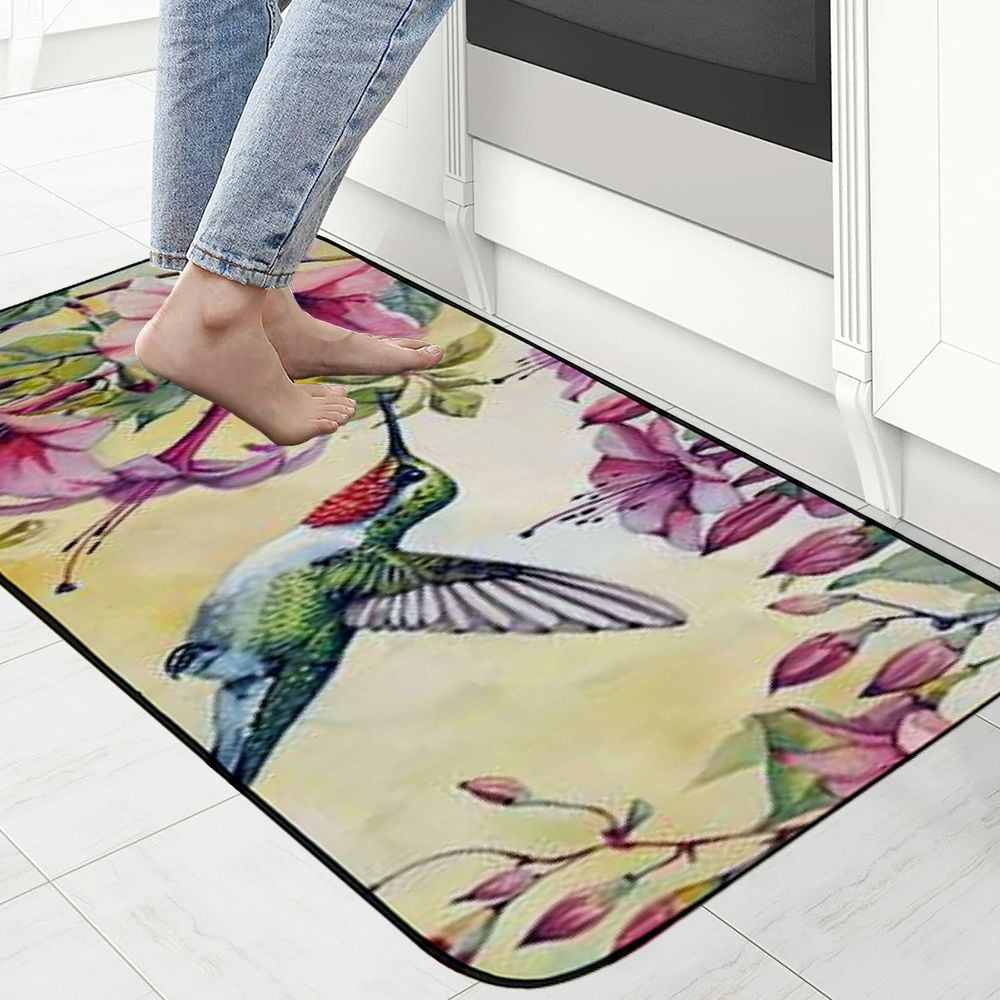 Heduofu Whispers of a Hummingbird Doormat – Decorative Door Mat, Door Mat with Non-Slip Rubber Backing, Easy Cleaning, Traps Dirt, for Entry, Patio, Garage 19.68*47.24 in
