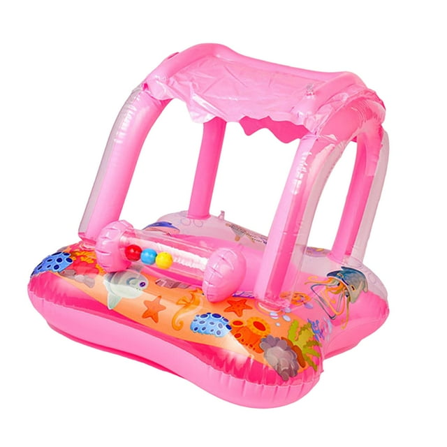 Flotador de piscina divertido con dosel, tubo de natación, juguete acuático ligero, anillo de natación inflable para piscina al aire libre para niños. Con campana sin asa