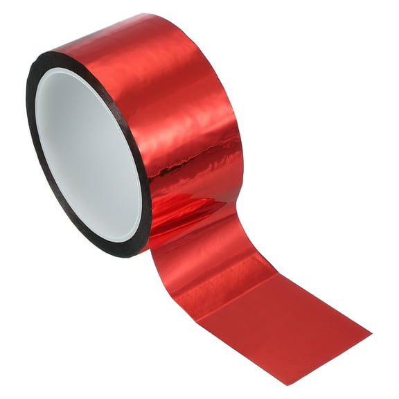 Metalized Polyester Film Tape 2 Inch x 55 Yards, Metallic Decor Tape Glossy Red Adhesive Mirror Tape for Walls