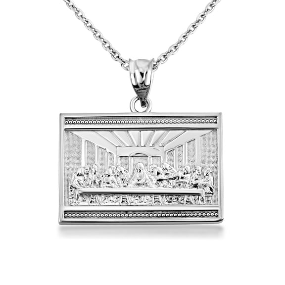 .925 Sterling Silver Last Supper Pendant Necklace (Pendant with 20" chain)