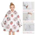thumbnail image 6 of White Cow Strawberry Jar Pattern Blanket Hoodies for Kids 6-13YR Oversize Wearable Blanket Hoodies for Boys Girls Teens, 6 of 7