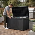 thumbnail image 2 of fazzn 230 Gallon Resin Deck Box Waterproof Outdoor Storage Box for Patio Furniture Pool Accessories Indoor Storage for Cushion Garden Tools (Black), 2 of 5