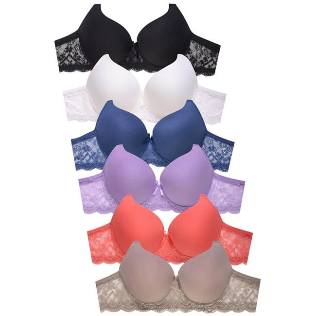 Sofra IN-BR1543N-34B 34B Intimate Set Wire Free Bra, Assorted Colors -  Pack of 6 