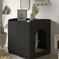 thumbnail image 3 of Amunrbrek Modern Tall Cat Litter Box Enclosure for Automatic Self-Cleaning Box, Black, 3 of 11