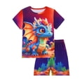 thumbnail image 3 of WIBACKER 3-12Y Boys 2-Piece Pajamas 3D Dinosaur Printed Short Sleeve Cool Summer PJ Set Kids Sleepwear, 3 of 12