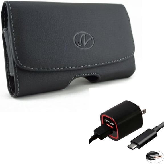 Home Charger w Case Belt Clip for Samsung Galaxy S22 Plus,S21,S21 Plus,S21 S20 Plus,S20 Fan Edition,Fan FE 5G - 2.4A USB-C Cable TYPE-C, Leather Swivel Holster