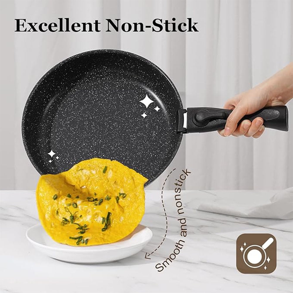 15Pcs Pots and Pans Set Nonstick Cookware Set with Removable Handles, Oven Safe, Induction Compatible - Black