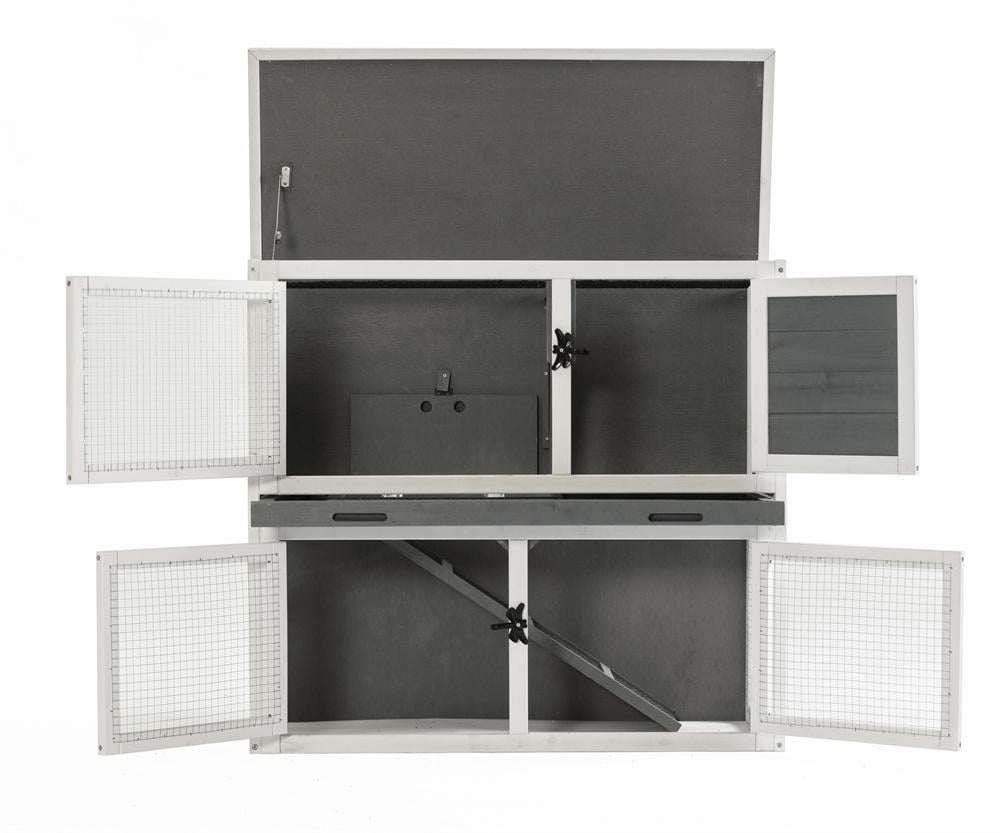 Bunny Rabbits Cage with Openable Asphalt Roof for Garden, Multi